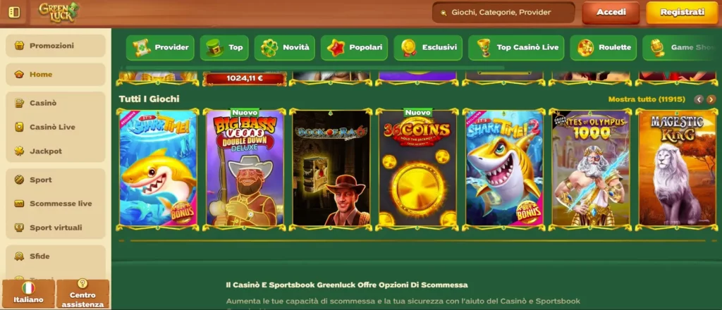 Giochi Disponibili su Greenluck Casino