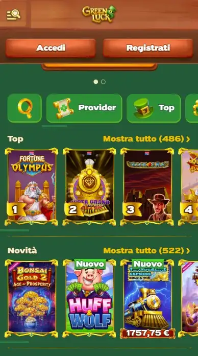 Funzionalità dell’App Greenluck Casino